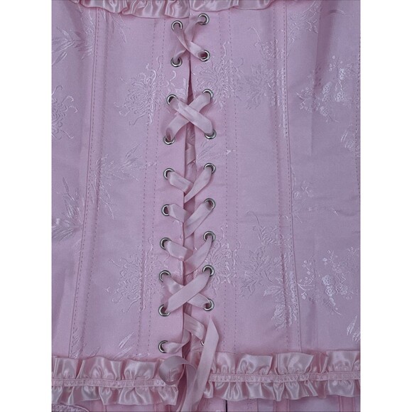 Satin Corset Shapeware Cosplay Steampunk Pirate Fairy Goth Size XS NWOT Pink - Picture 6 of 8